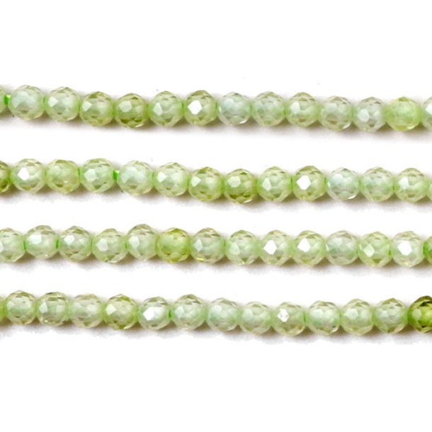Cubic Zircon, entire strand, light green, faceted, round, 3mm, 120pcs