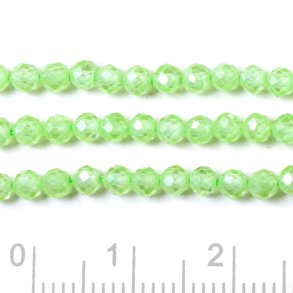 Cubic Zircon, entire strand, light green, faceted, round, 3mm, appx. 120pcs
