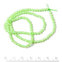 Zirkon, ganzer Strang, hellgr�n, facettiert, rund, 3 mm, ca. 120 Stk