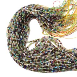 Gemischte Steine, ganzer Strang, gemischte Farben, facettiert, rund, 3,5 mm, ca. 150 Stk