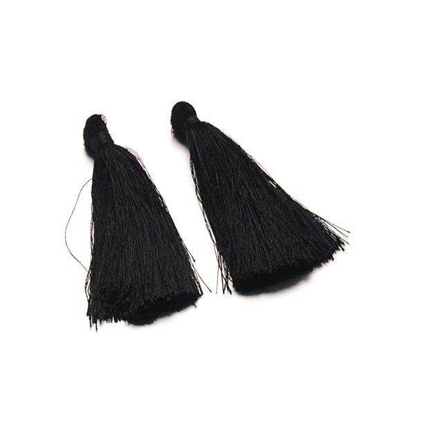 Tassel, black, 8 cm, without cord, 1pc