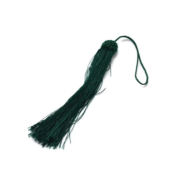 Tassel, dark green, 11 cm, with knotted head, 1 stk.