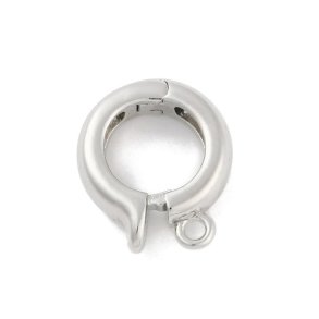 Clip mit �se f�r Anh�nger, platinbeschichtetes Messing, bis 7 mm Kordel, 2 Stk.