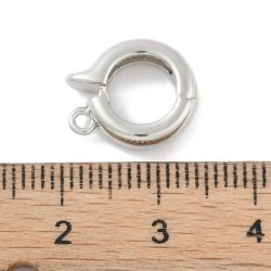 Clip mit �se f�r Anh�nger, platinbeschichtetes Messing, bis 7 mm Kordel, 2 Stk.