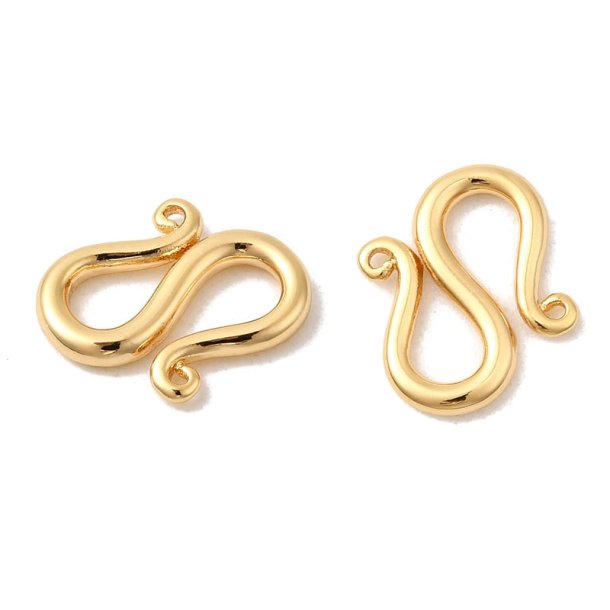 S-hook clasp, 18K durable gilded brass, 12,5x10,5x1,5mm, 2pcs.