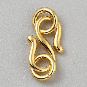 S-Verschluss mit �sen, goldfarbener Edelstahl, 15x7,5x1 mm, 2 Stk.