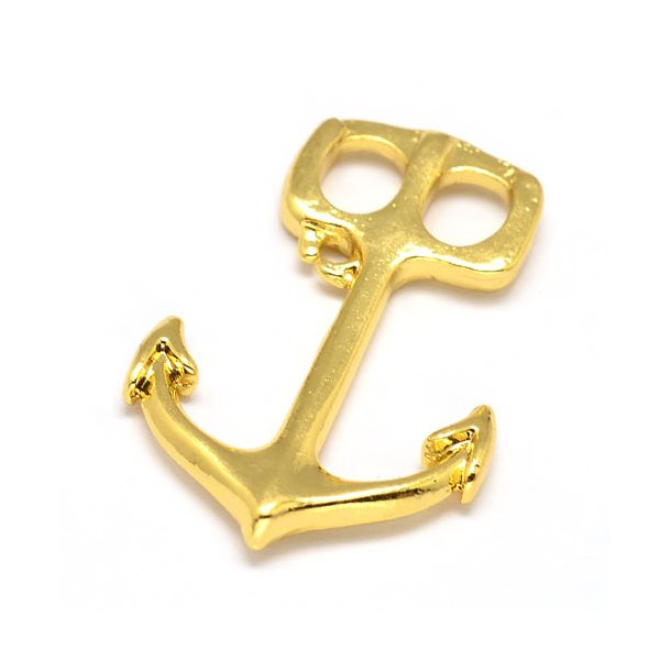 Anchor-shaped T-clasp or pendant, gilded brass, 37x23mm, 2pcs