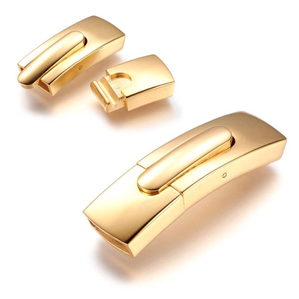 Bajonettverschluss, vergoldeter Edelstahl, gl�nzend, L�nge 35,7mm, Loch 6x4 mm, 1 Stk