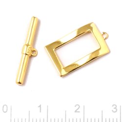 Ringverschluss, viereckig, vergoldetes Silber, Stablnge 25 mm, se 17,5x10 mm, 1 Satz