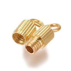 Schraubverschluss, Rohrf&ouml;rmig mit &Ouml;sen, vergoldetes Messing, 14x3 mm, 4 Stk