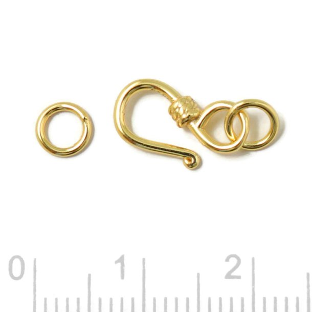 Hakenverschluss mit zwei sen, vergoldetes silber, 12,5x6x1 mm, 2 Stck