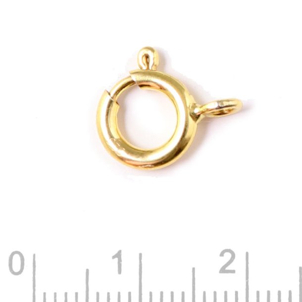 Springring clasp with (open) eye, gilded silver, ring diameter 10mm, 1pc.