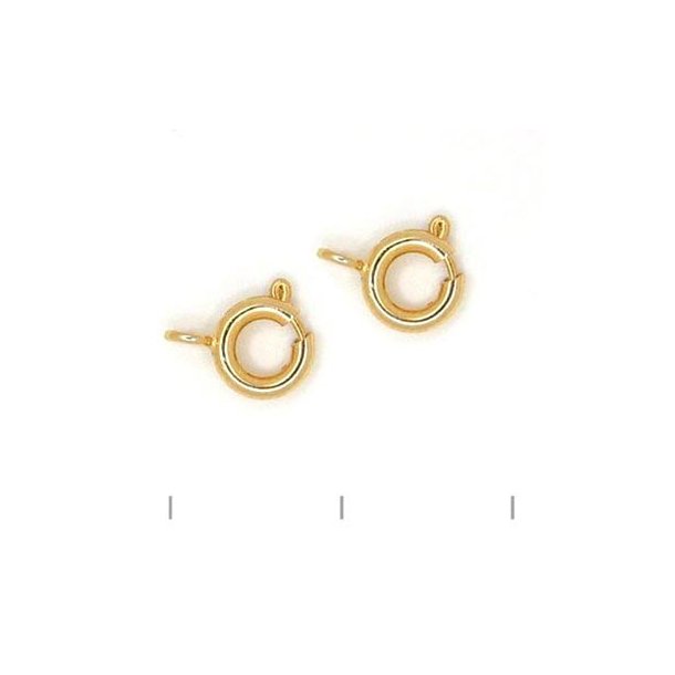 Spring ring clasp with (open) eye, gilded silver, ring diameter 5.5mm, 2pc