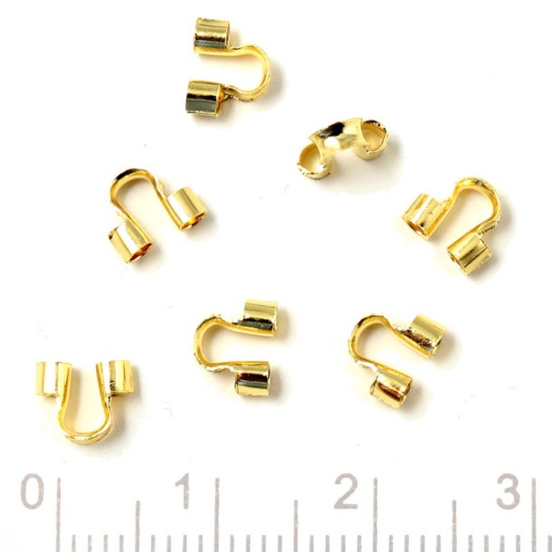 Starke Drahtschutz / U-Haken f�r Draht und Tigertail, 18K vergoldet, 5x6 mm, 20 Stk