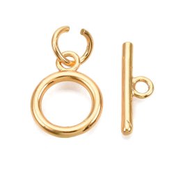 Knebelverschluss, vergoldetes Messing, Maen der Ring 12x9 mm, 1 Set