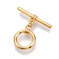 Knebelverschluss, gro&szlig;, vergoldetes Messing, Ma&szlig;en der Ring 18x14 mm, 1 Set