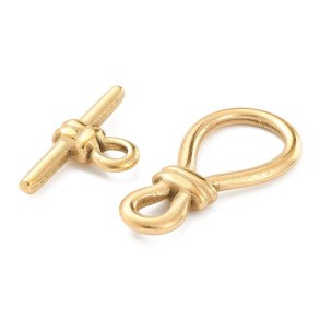 Toggle clasp, 304 stainless steel, gold-tone, 34x17 mm, 1 set