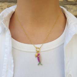 Kleiner Muschelanhnger mit se, vergoldetes Silber, 13x6,5 mm, 1 Stck