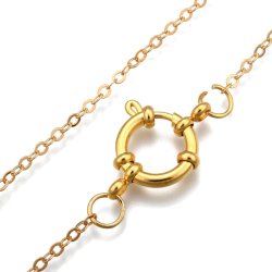 Zirkelverschluss mit 2 &Ouml;sen, vergoldeter Stahl, Durchm. 15 mm, Starke 2,5 mm, 1 Stk