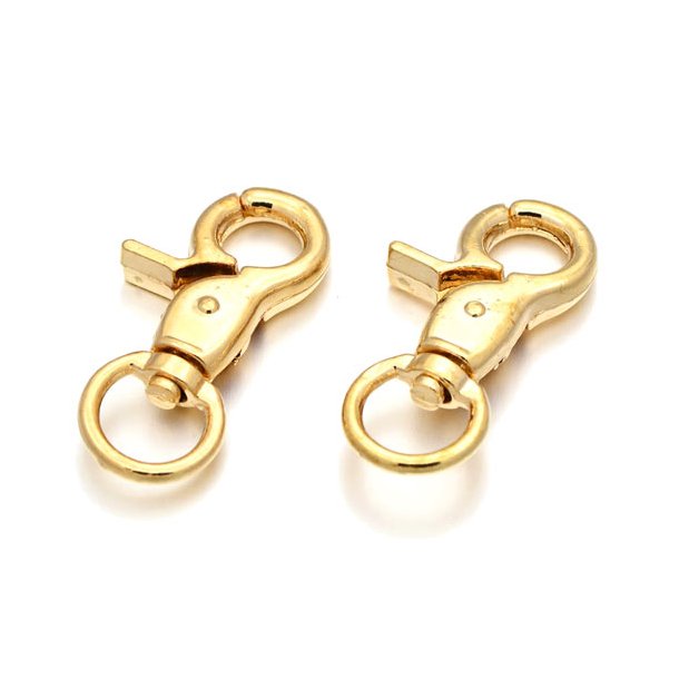 Lobster claw clasp and swivel eyelet for keys, gilded metal, 45x22mm, 2pcs.