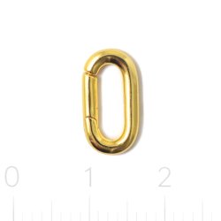 Long rectangular ring clasp, polished, 18K gold-plated sterling silver, 12.8x7mm, 1 pc