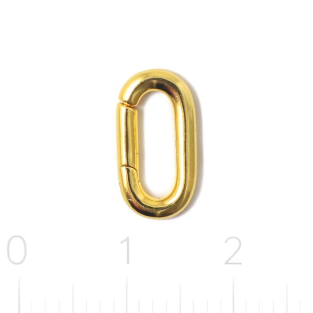Long rectangular ring clasp, polished, 18K gold-plated sterling silver, 12.8x7mm, 1 pc