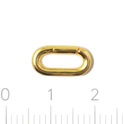 Long rectangular ring clasp, polished, 18K gold-plated sterling silver, 12.8x7mm, 1 pc