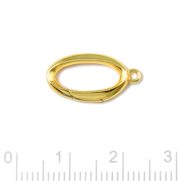 Carabiner hook lock, gold-plated Sterling silver, 18x9.5 mm, 1 pc.