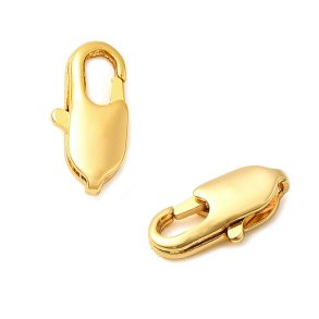 Karabinerverschluss, l�nglich, 18 Karat vergoldetes Messing, 10,5x5 mm, 2 Stck