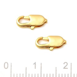 Karabinerverschluss, l�nglich, 18 Karat vergoldetes Messing, 10,5x5 mm, 2 Stck