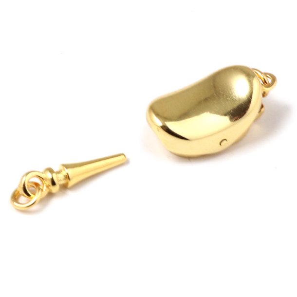 Box fastener with spring activation and pin, gold-plated silver, 16x7x5.5mm, 1 pc.