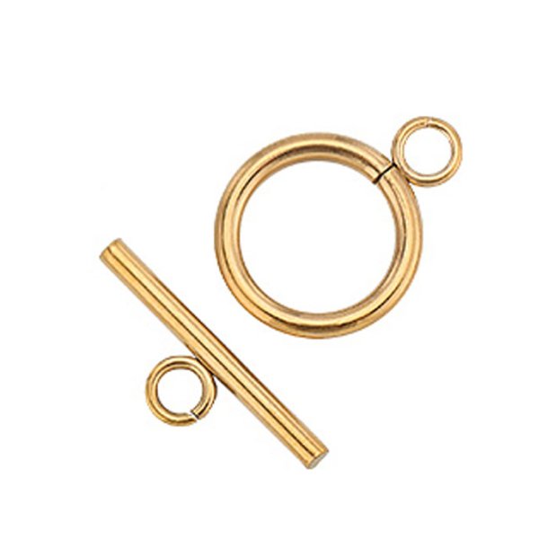 Bit lock for jewellery, gold-plated steel, 12x2 mm, 2 sets.