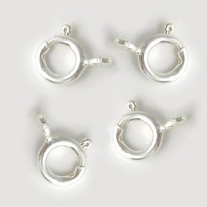 Zirkelverschluss mit Öse, versilbertes Messing, Ringdurchmesser 6 mm, 4 Stk.