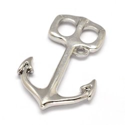 Anker T-Verschluss, versilbertes Messing, 37x23 mm, 2 Stk.