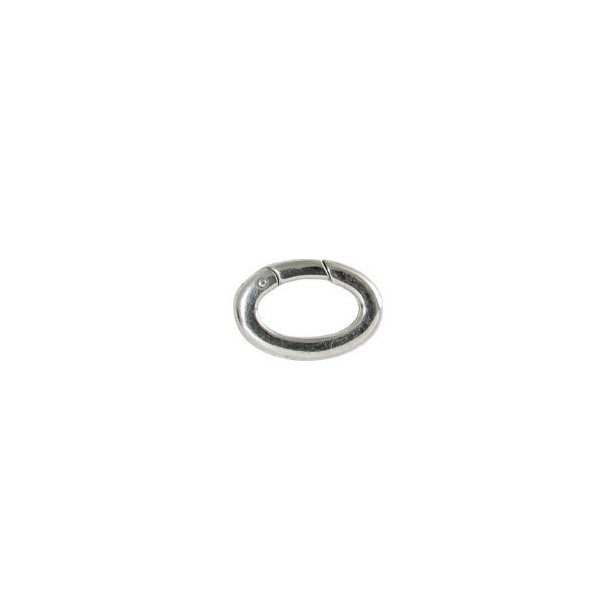 Ring clip clasp, self-closing hook, oval, sterling silver, 23x15x3.6mm, 1pc.