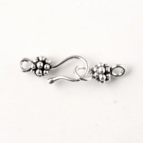 Hakenverschluss mit Kugeln mit Kreismuster, Sterlingsilber, 25x5 mm, 1 Stk