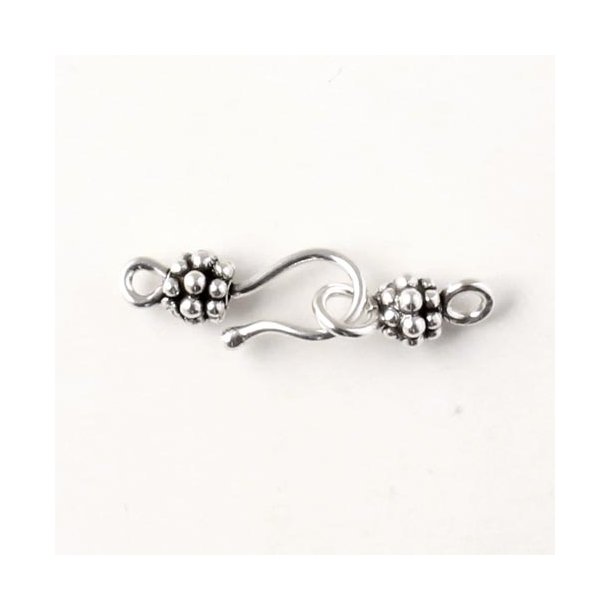 Hook claps with decorated spheres, Sterling silver, 25x5mm, 1pc
