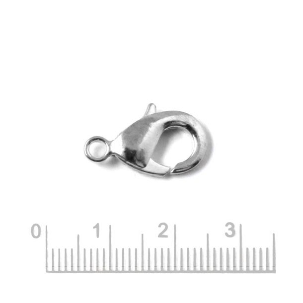 Lobster claw clasp, large, silver-plated, X-large, 19x10mm, 1pc.
