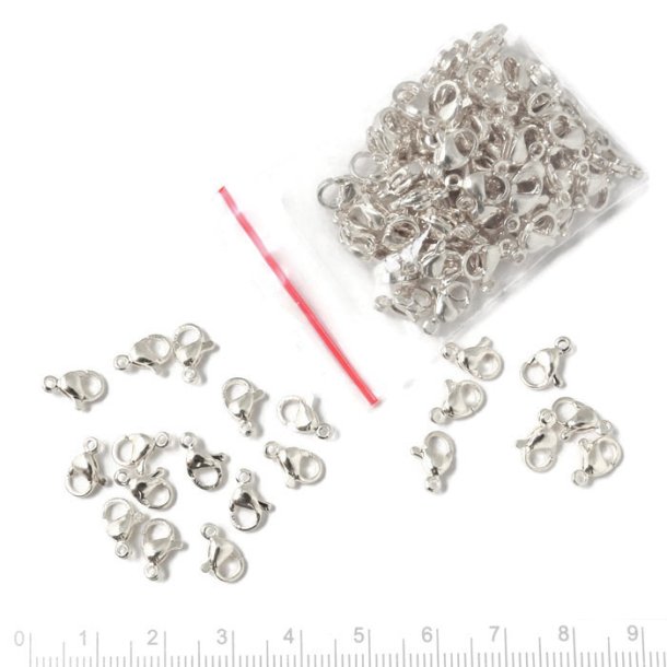 Lobster claw clasp, Bulk purchase, silver-plated steel, durable color, 9mm, 100pcs