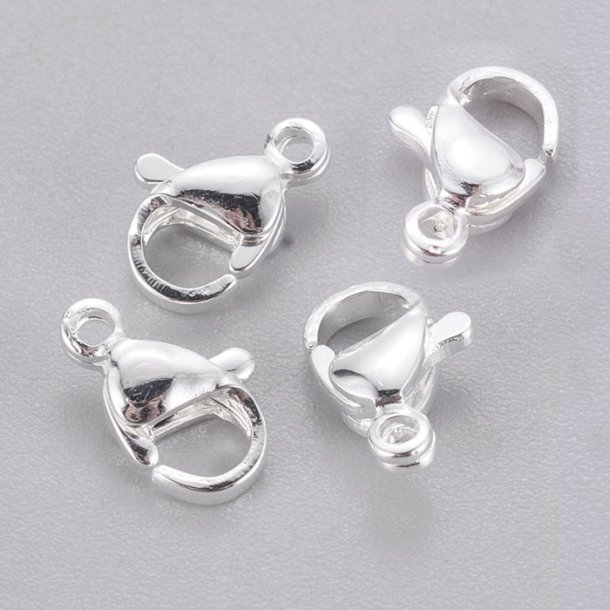 Lobster claw clasp, silver-plated steel, extra durable color, 9mm, 4pcs