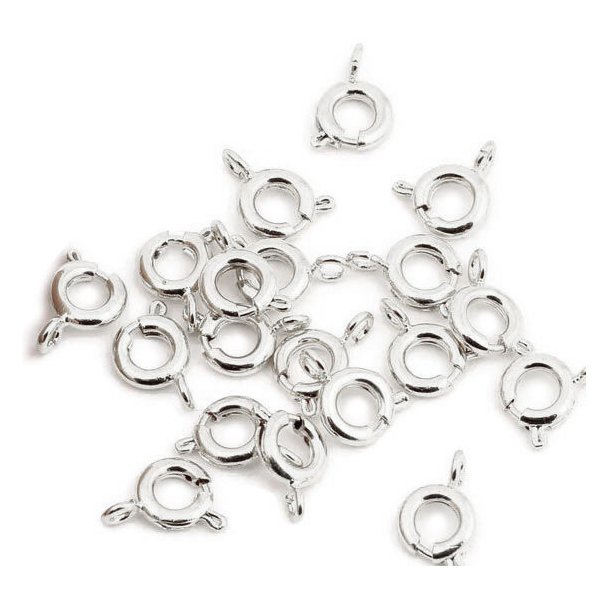Bulk purchase, Spring-ring clasp with (open) eye, Sterlingsilver, diameter 5.5mm, 10pcs