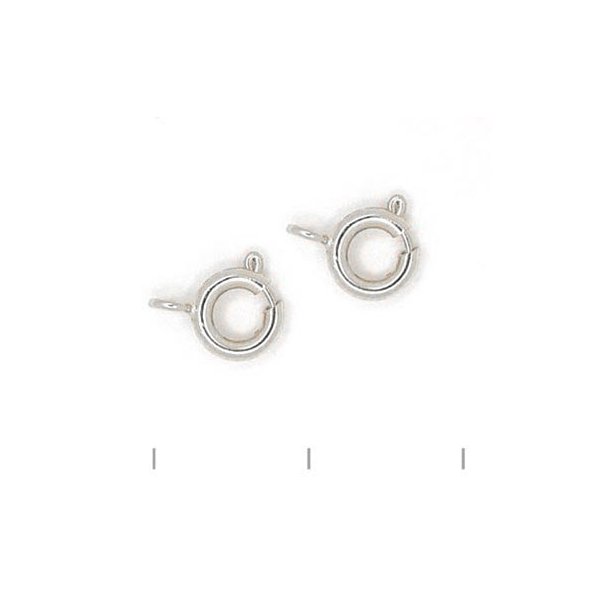 Spring-ring clasp with (open) eye, Sterlingsilver, ring diameter 5.5mm, 2pc
