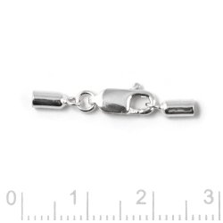 Cord ends with flat lobster claw clasp, silver, 2mm cup ends, 1 set