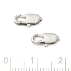 Karabinerverschluss, l�nglich, platiniertes Messing, 10,5x5 mm, 2 Stck