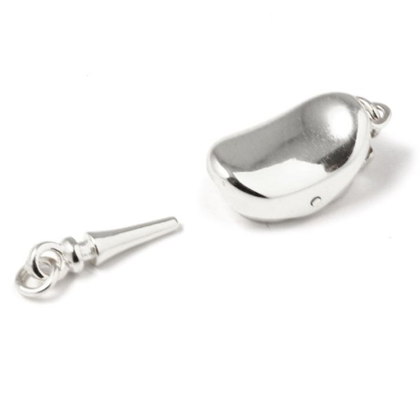 Box fastener with spring activation and pin, silver, 16x7x5.5mm, 1 pc.