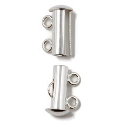 Schiebeschlu fr Mehrfachketten, 2 Strnge, silber, 15x6,5 mm 1 Stck