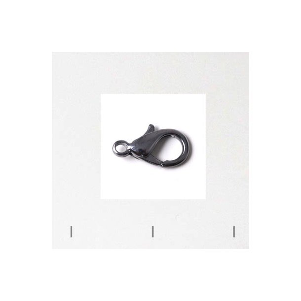 Lobster claw clasp, black oxidized silver, Length 9mm, 1pc