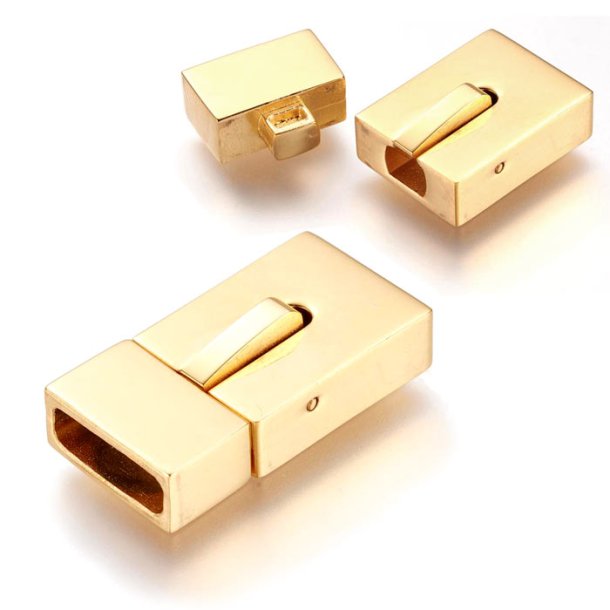 Click clasp, shiny stainless steel, 23x12x6mm, hole 10,5x3 mm, 1pc