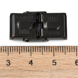 Faltverschluss., schwarzer Edelstahl, 25x13x9mm, Lochma: 10x2,5 mm, 1 Stck