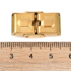 Faltverschluss., vergoldeter Edelstahl, 25x13x9mm, Lochma: 10x2,5 mm, 1 Stck